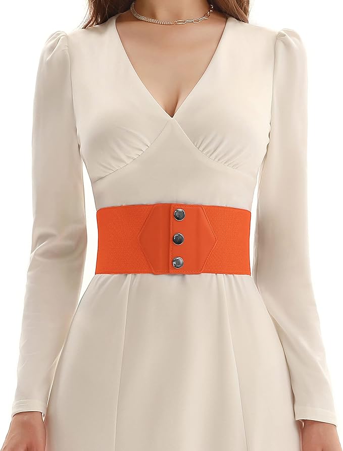 GRACE KARIN Women's Snap-Button Corset Belt Wide Elastic Belts for Dress Stretchy Waistband