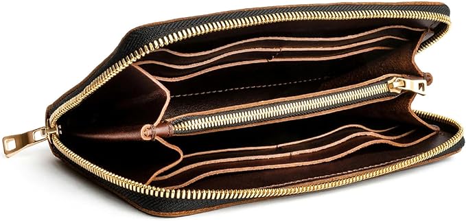 Portland Leather Goods Women's Accordion Zip Wallet – Handcrafted in Durable, Full-Grain Leather – 8 Card Slots & Secure Zippered Pocket – Pebbled Black