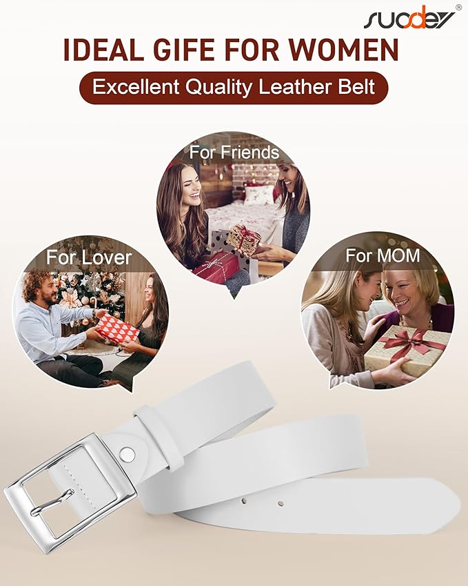 SUOSDEY Fashion Womens Leather Belts,Wide Waist Belt with Pin Buckle for Jeans Pants Dresses,1.5" width