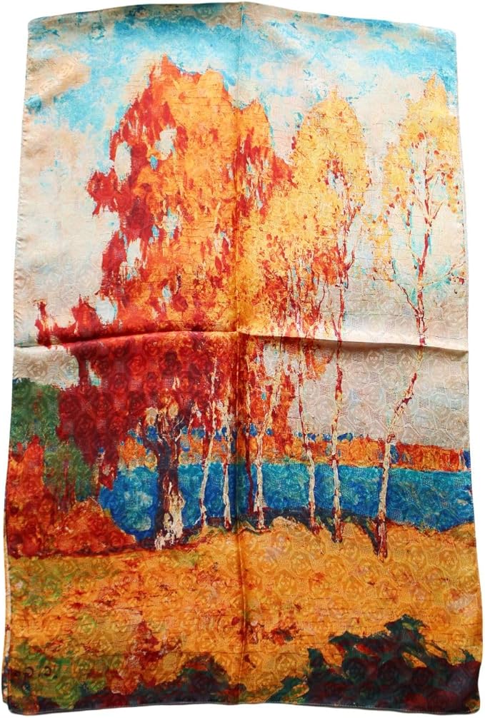 100% Mulberry Silk Scarfs for Women Floral Print Satin Long Scarf for Headscarf Hair Wraps Shawl with Gift Packed