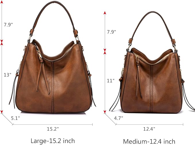 Realer Hobo Crossbody Bags for Women Designer Faux Leather Hobo Handbags Retro Large Size Shoulder Bag Bucket Purse