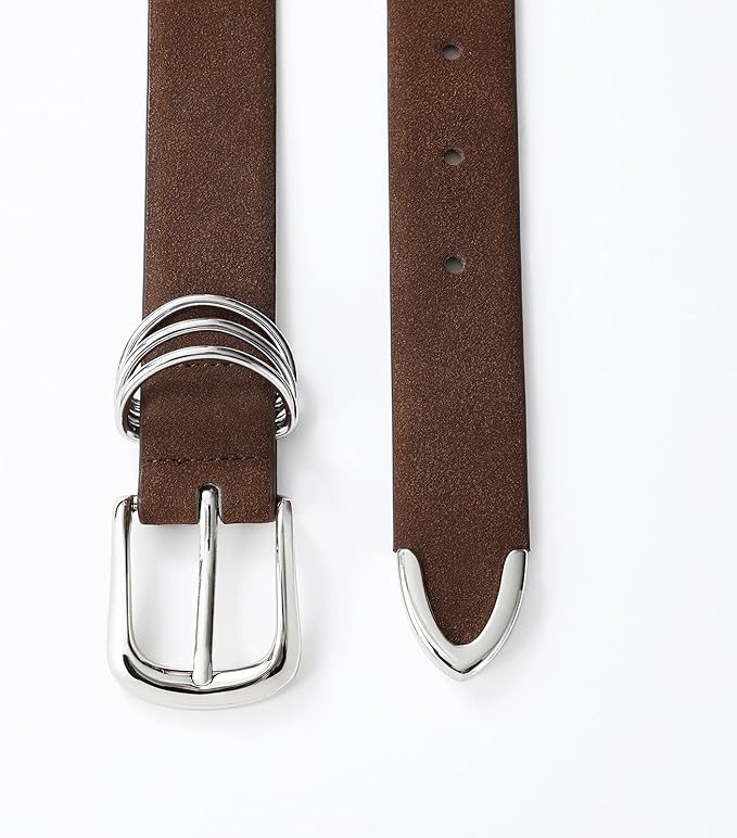 Women's Leather Belts with Gold Buckle Fashion Leather Waist Belt Elegant Ladies Belts for Jeans Dress & Casual Wear
