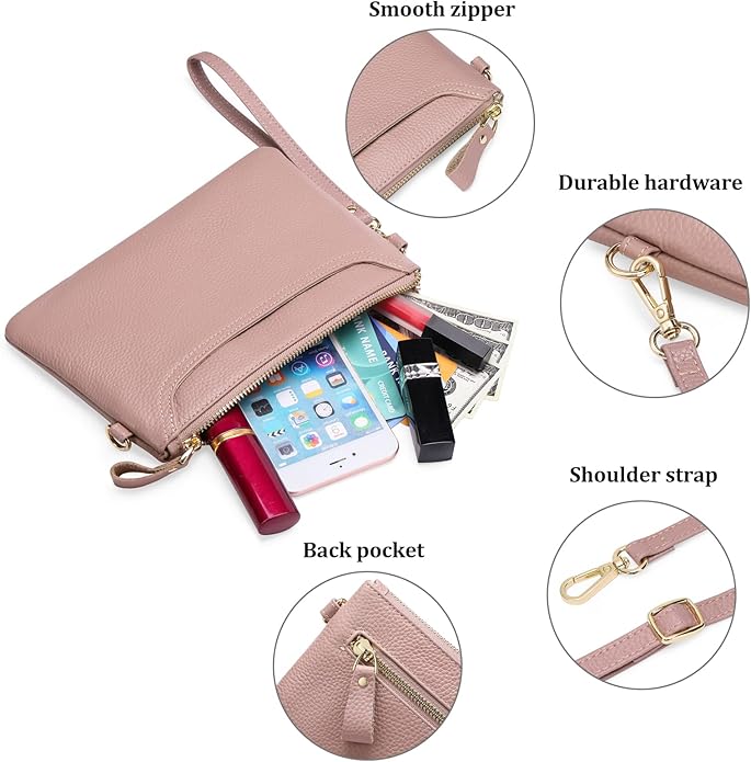 SENDEFN Leather Wristlet Clutch Small Women Crossbody Shoulder Bag Wallet Purses RIFD Card Slots