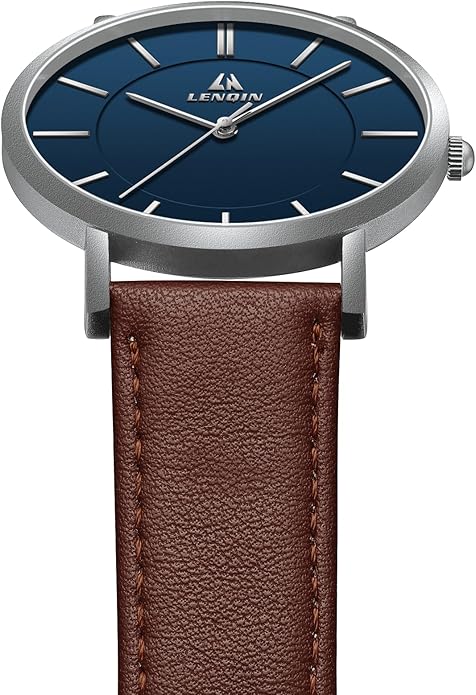 LN LENQIN Mens Watches Watches for Men Analog Quartz Watch 30M Waterproof Men's Wrist Watch Minimalist Fashion Business Mens Dress Designer Watch with Leather Band
