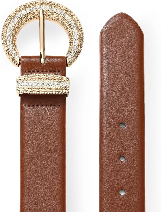 Women's Belt Fashion Buckle Premium Synthetic Leather Ladie Belts for Jeans Minimalist Design Gifts for Women