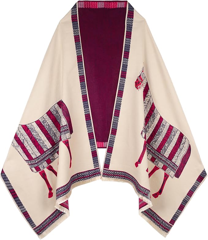 EXTREE Scarfs for Women Pashmina Silky Shawl Wrap for Evening Dressing Blanket Open Front Poncho Cape