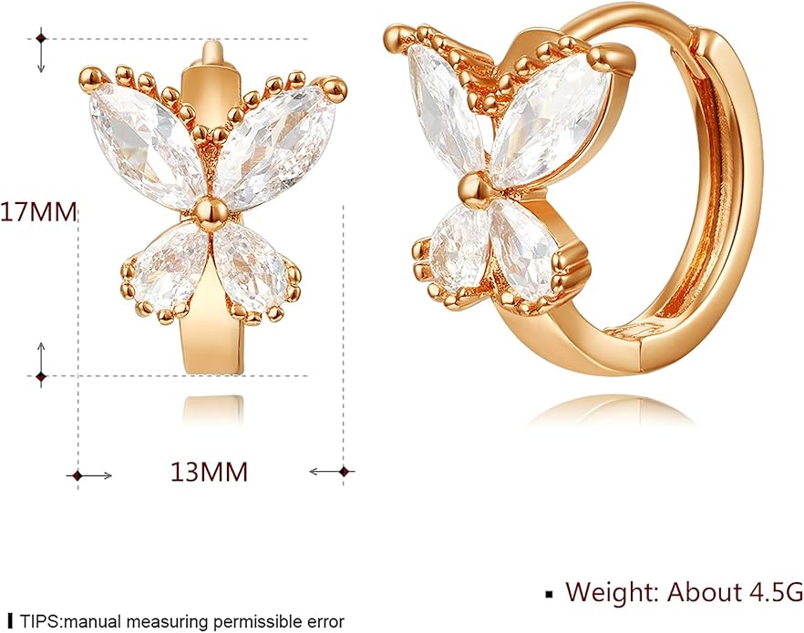 14K Gold Plated Cubic Zirconia Hoop Earrings,Three Row Diamon | Arrows | Double Row of Diamonds Huggie Earrings for Women