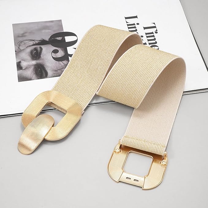 Glamorstar Women Wide Stretchy Belts Elastic Waist Belts for Dresses