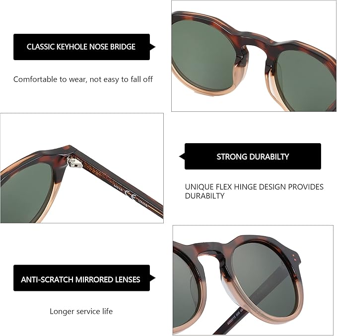 ZENOTTIC Vintage Round Polarized Sunglasses for Men Women UV400 Protection