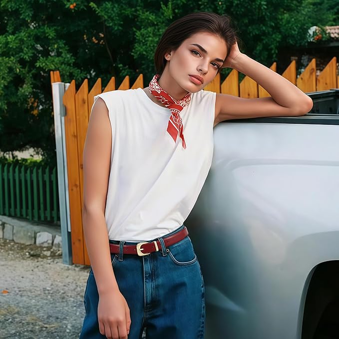 Earnda Belts for Women Faux Leather Waist Belt with Gold/Silver Buckle Casual Jeans Pants Dresses