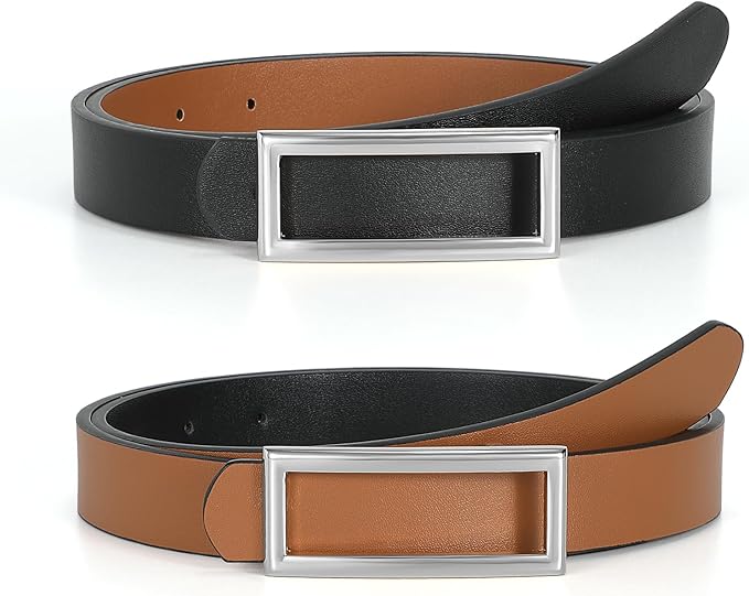 SUOSDEY Women Reversible Leather Belts for Jeans Pants Dresses Ladies Fashion Belts with Gold Buckle, 0.9" Width