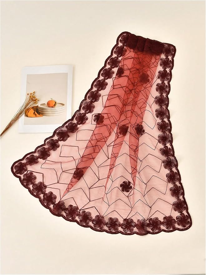 Floerns Women's Flower Embroidery Hair Scarf Headband Sheer Lace Hair Bandana