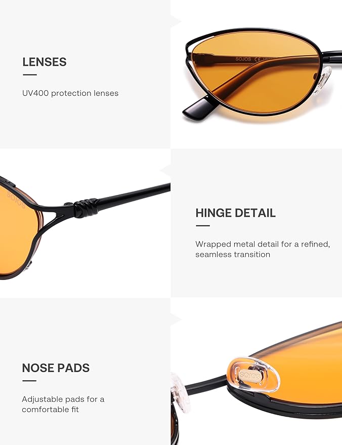 SOJOS Trendy Oval Polarized Sunglasses for Women,Retro 90s Cat Eye Shades SJ1254