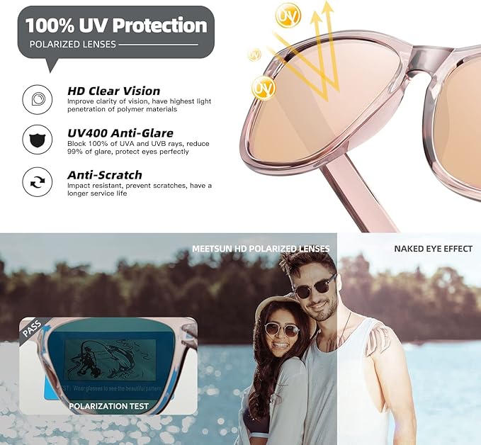 MEETSUN Polarized Sunglasses for Women Men Trendy Classic Retro Designer Style