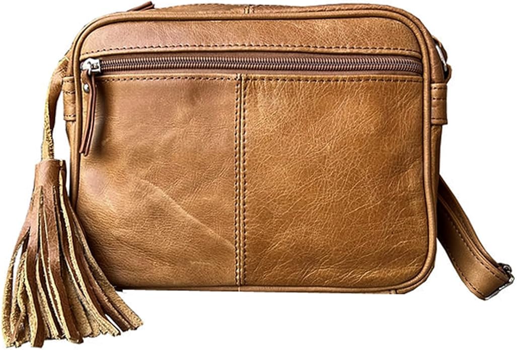 Cowhide Leather Women's Shoulder Purse Small Cross Body Organizer Bag with Many Pockets
