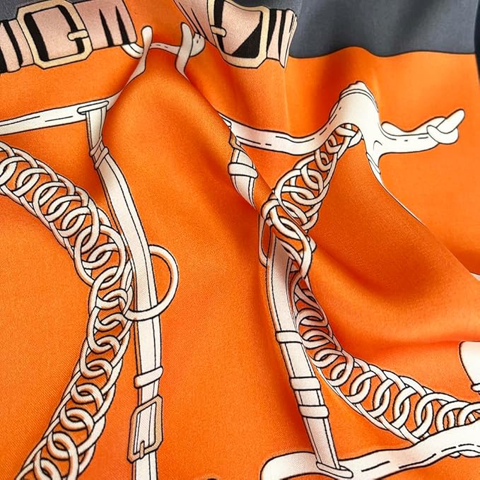 FONYVE Silk Feeling Scarf Medium Square Satin Head Scarf for Women 27.5 × 27.5 inches