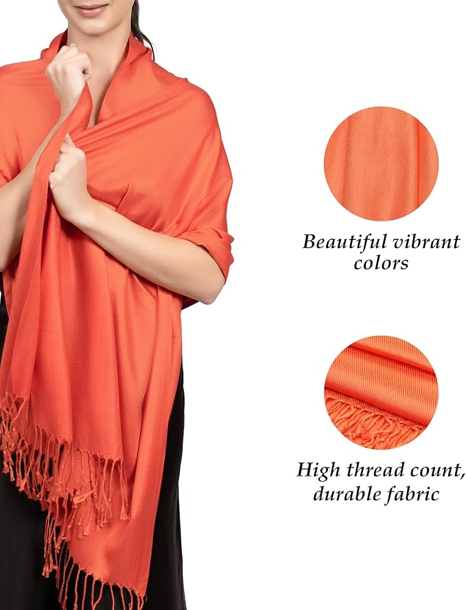 Achillea Soft Silky Pashmina Scarf for Women – Shawl Wrap for Evening Dresses, Bridesmaids, Weddings & Everyday Wear