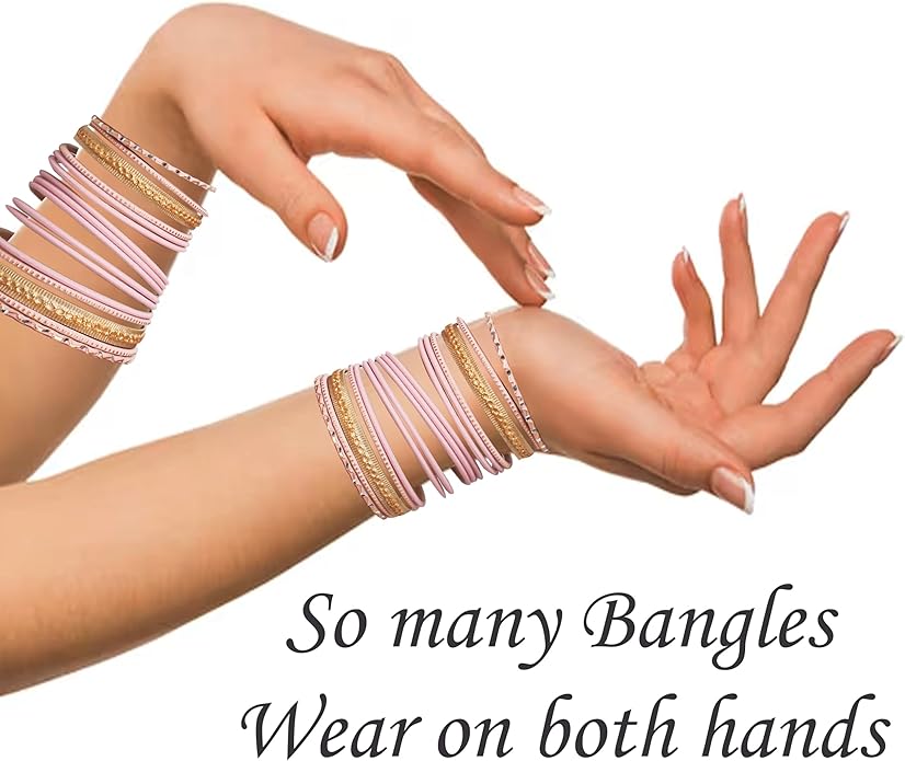 Touchstone Indian Metal Bangles for Women Gold Alloy Bracelets desi 2 Dozen Bangle Collection Bollywood Women's Jewelry Set Multi Stacking Wide Chunky Textured Golden Set of 24 in Gold or White Tone