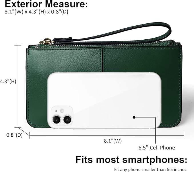 befen Genuine Leather Wristlet Clutch for Women Ultra-Slim Ladies Credit Card Holder Wallet Purses with RFID Protection