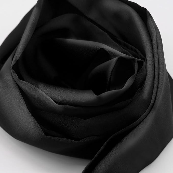 Long Satin Neckerchief Versatile Ribbon Tie Neck Scarf Solid Color Skinny Womens Tie
