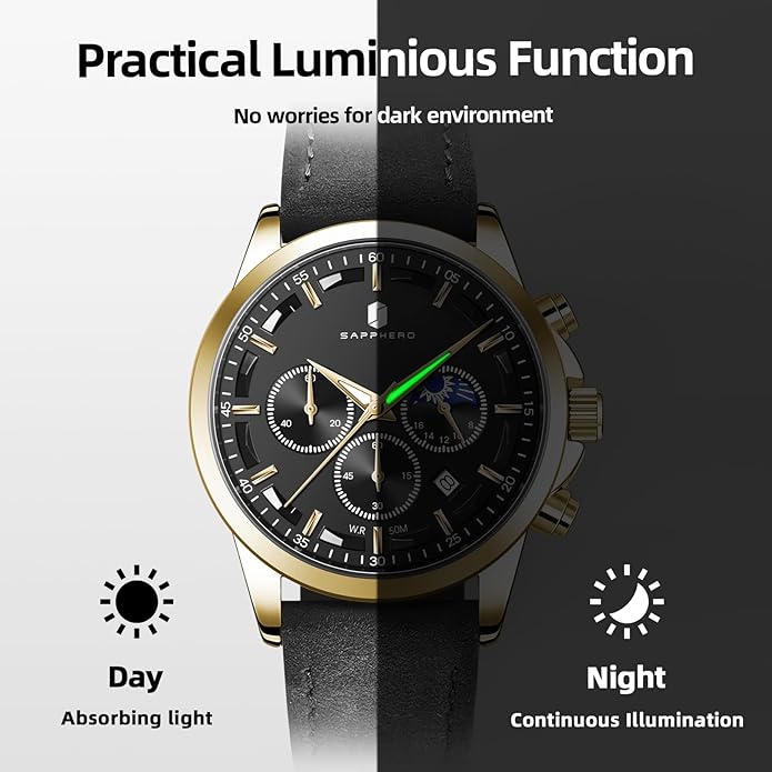 BY BENYAR Mens Watches Analog Quartz Chronograph Waterproof Wrist Watches for Men Fashion Business Work Casual Sport Designer Dress Watch with Calendar Elegant Gifts for Men