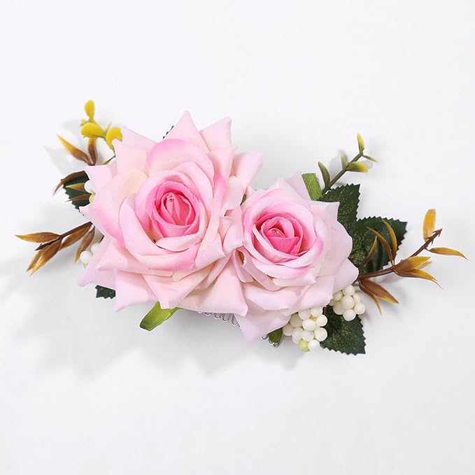 Flower Hair Clip for Women - Elegant Hair Accessory for Wedding, Party & Daily Wear (Peach)