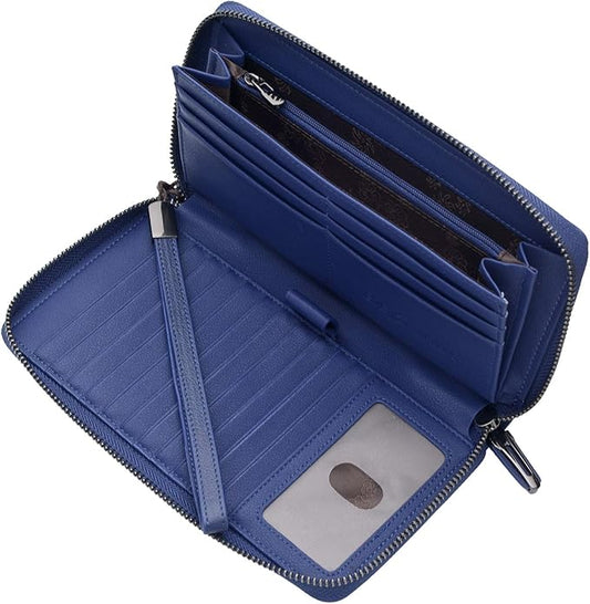 Bveyzi Women RFID Blocking Wallet Leather Zip Around Phone Clutch Large Capacity Ladies Travel Purse Wristlet | RFID Blocking, Zip Around, Large Capacity
