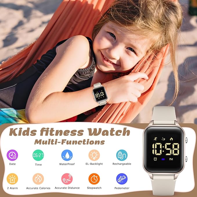 L LAVAREDO Kids Digital Watches for Boys Girls,Waterproof Sport Watch with Pedometer Stopwatch Vibration Alarm for Ages 5-13,No App Fitness Tracker Watch for Kids Teens Birthday Christmas Gifts