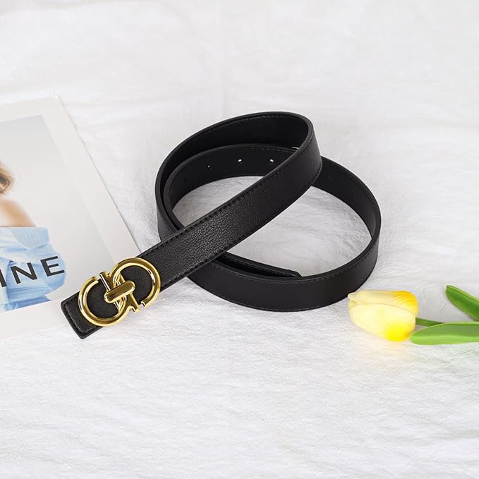 Relang Women's Belts with Gold Buckle, Fashion Waist Band, Elegant Ladies' Belt, Gift for Women