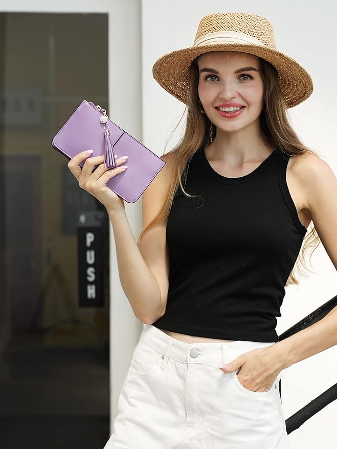 befen Genuine Leather Wristlet Clutch for Women Ultra-Slim Ladies Credit Card Holder Wallet Purses with RFID Protection