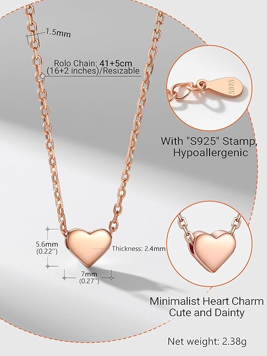PROSILVER 925 Sterling Silver Necklace for Women | Dainty Delicate Adjustable Choker with Heart/Star/Moon/Vertical Bar Pendant, Hypoallergenic Tarnish Resistant Everyday Jewelry Gift for Her