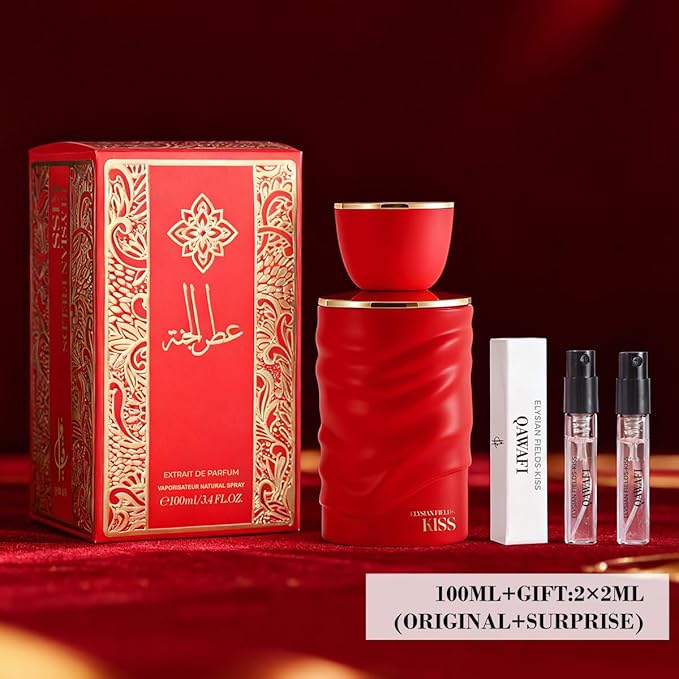 Elysian Fields - Kiss Eau De Parfum, Long-Lasting Fragrance Vanilla, Fruity, Floral Perfume for Women, Vegan, Paraben-Free - 100ml | 3.4 fl. oz + 2ml Samples