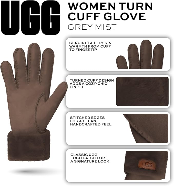 UGG womens Turn Cuff Water Resistant Sheepskin Gloves