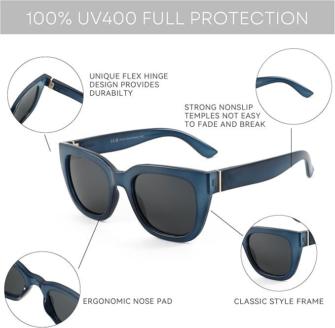 ZENOTTIC Retro Square Polarized Sunglasses for Women Vintage Sun Glasses UV400 Protection Trendy Shades Fashion Style