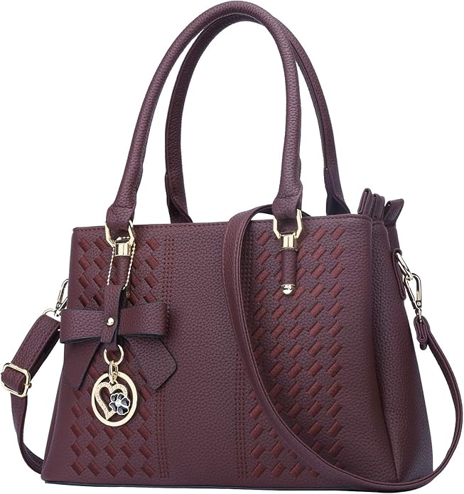 KKXIU Women Satchel Bags Handle Shoulder Handbags and Purses Pockets Zipper Leather Crossbody Bags