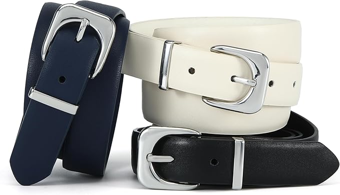 Earnda Belts for Women Faux Leather Waist Belt with Gold/Silver Buckle Casual Jeans Pants Dresses