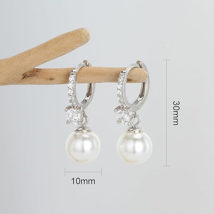 Long Pearl Earrings for Women 925 sterling silver Pearl Dangle Earrings Hypoallergenic Elegant Wedding Pearl Tassel Earrings for Bridal Christmas Gift…