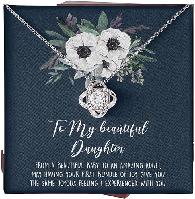 VIRAGIL To My Daughter Gift Necklace From Dad or Mom - Badass Daughter Jewelry With Heartfelt Message & Elegant Box