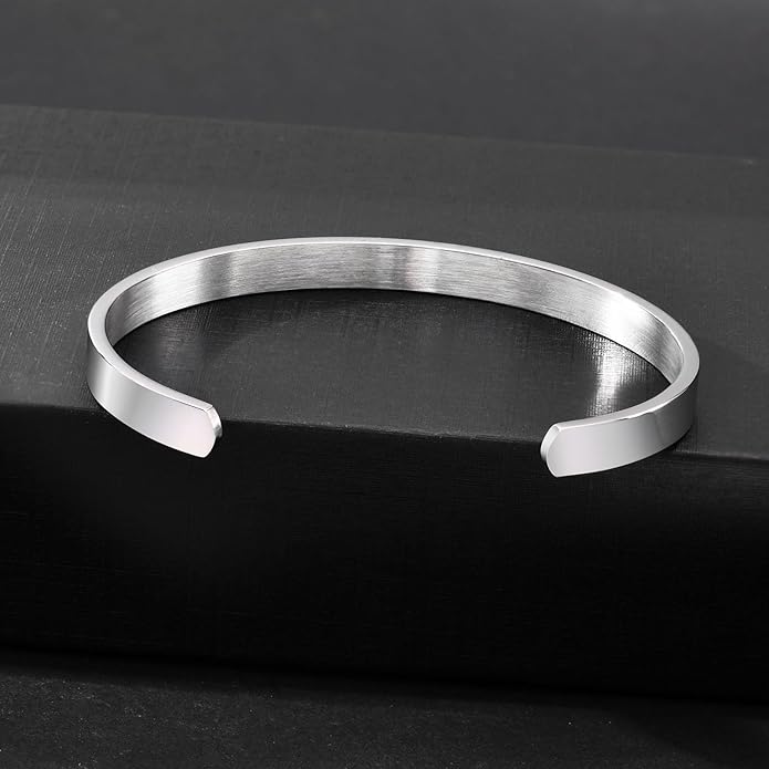 MEALGUET Stainless Steel Mens Cuff Bracelet : Minimal Cool Silver/Black/Gold Plated Open Metal Cuff Bangle Bracelets for Men,Mens Bracelet Jewelry Gift