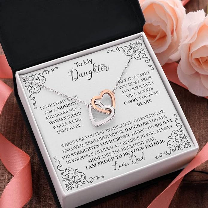 VIRAGIL To My Daughter Gift Necklace From Dad or Mom - Badass Daughter Jewelry With Heartfelt Message & Elegant Box