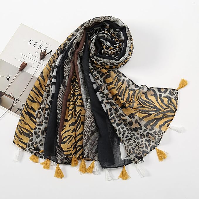 YOUR SMILE Large Boho Scarf for Women Lightweight Floral Printed Scarves Fall Winter Fashion Fringed Shawl wraps