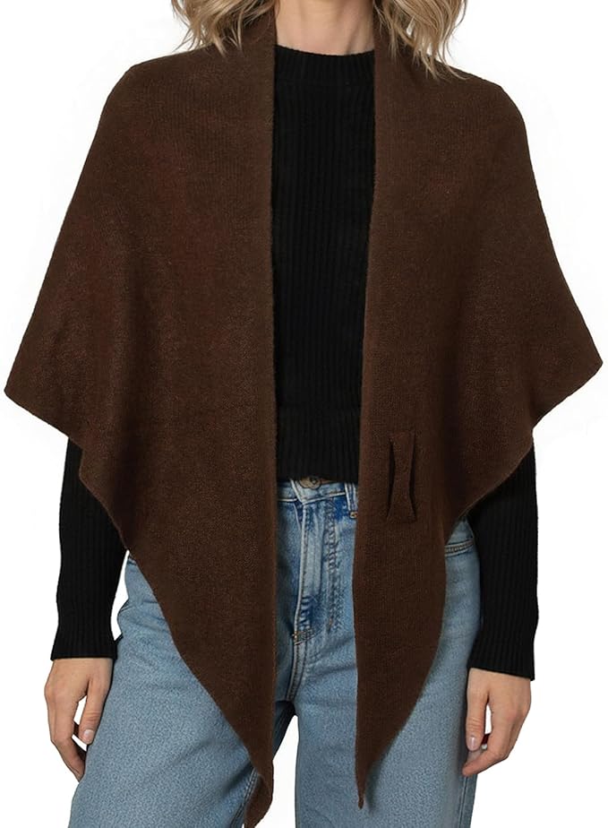 RIIQIICHY Shawl Wrap Women Pashmina Triangle Cape Knit Sweater Scarf for Fall Winter Fashion Accessory