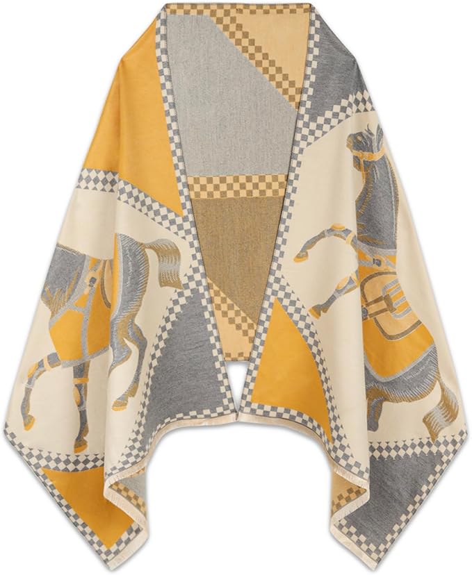 EXTREE Scarfs for Women Pashmina Silky Shawl Wrap for Evening Dressing Blanket Open Front Poncho Cape