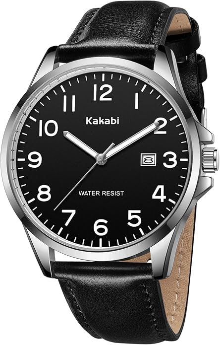 Watch for Men, Fashion Minimalist Wrist Watch Waterproof Quartz Analog Date with Leather Strap