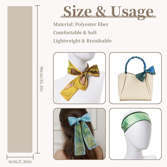 4 Pack Purse Scarf Handbags Skinny Twill Hair Scarves Narrow Neck Scarf Band Women Fashion Accessories Bag Charms