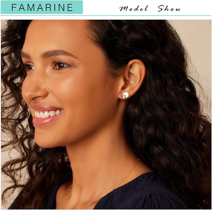 FAMARINE Dot Earrings Gold Silver Stud Earrings for Women Flat Round Earring Minimalist Earring
