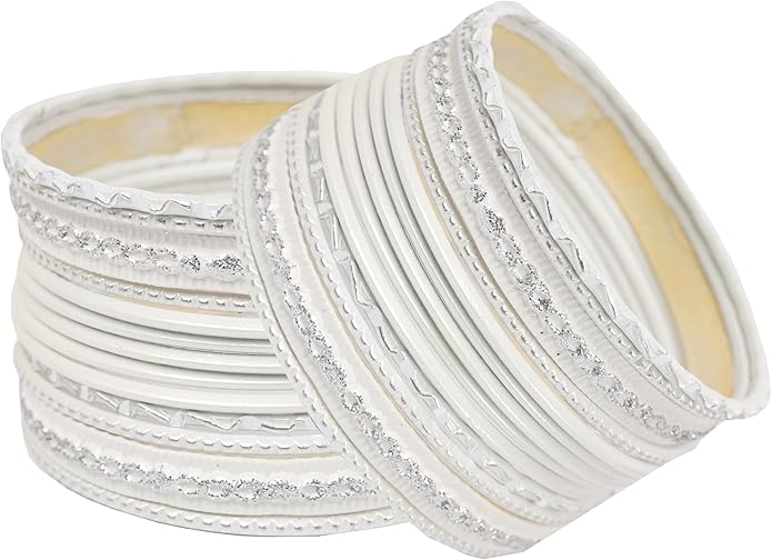 Touchstone Indian Metal Bangles for Women Gold Alloy Bracelets desi 2 Dozen Bangle Collection Bollywood Women's Jewelry Set Multi Stacking Wide Chunky Textured Golden Set of 24 in Gold or White Tone
