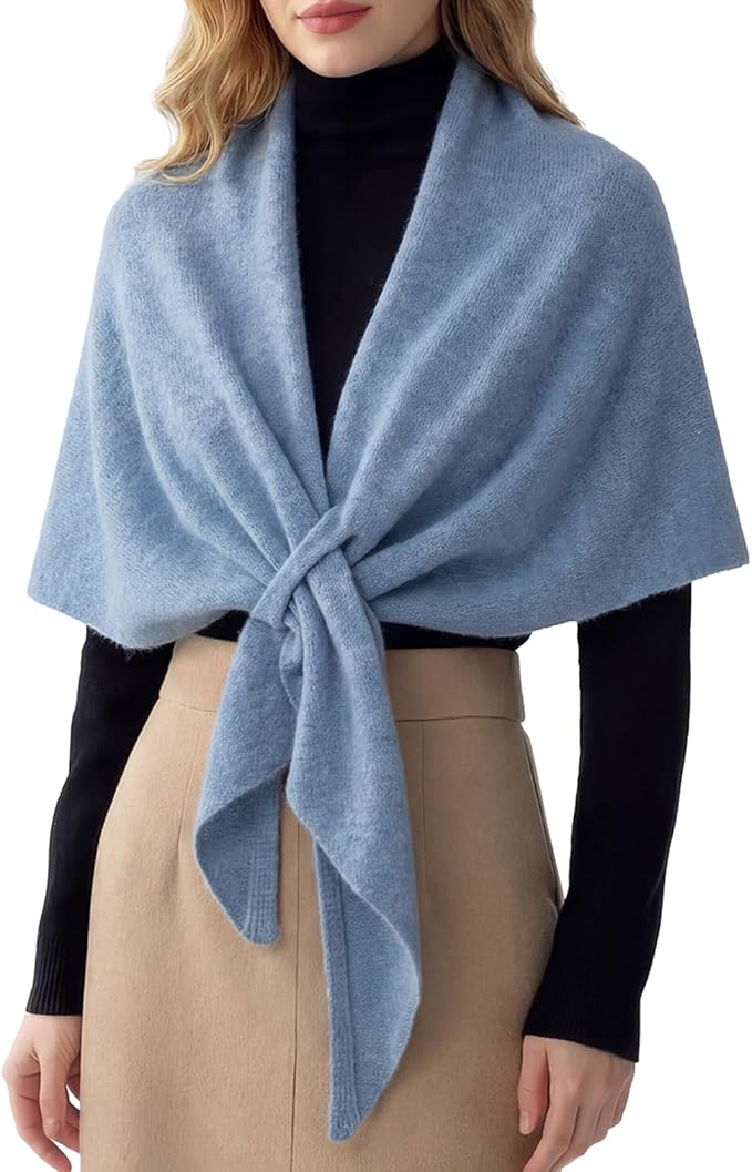 RIIQIICHY Shawl Wrap Women Pashmina Triangle Cape Knit Sweater Scarf for Fall Winter Fashion Accessory