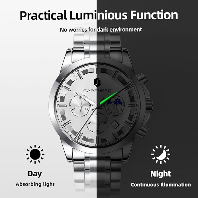 BY BENYAR Mens Watches Analog Quartz Chronograph Waterproof Wrist Watches for Men Fashion Business Work Casual Sport Designer Dress Watch with Calendar Elegant Gifts for Men