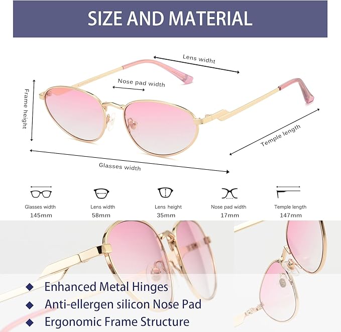 Retro Oval Sunglasses Womens Mens Trendy 2025, Fashion Y2K Narrow Oval Cat Eye Sun Glasses UV400 Protection VF2251